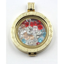 Memory Locket with Brithstone in Glass Faced Coin Plate